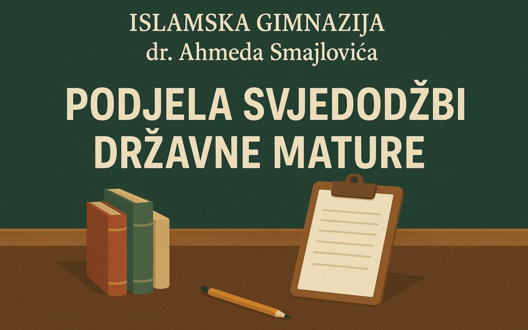 Obavijest o preuzimanju svjedodžbi državne mature.