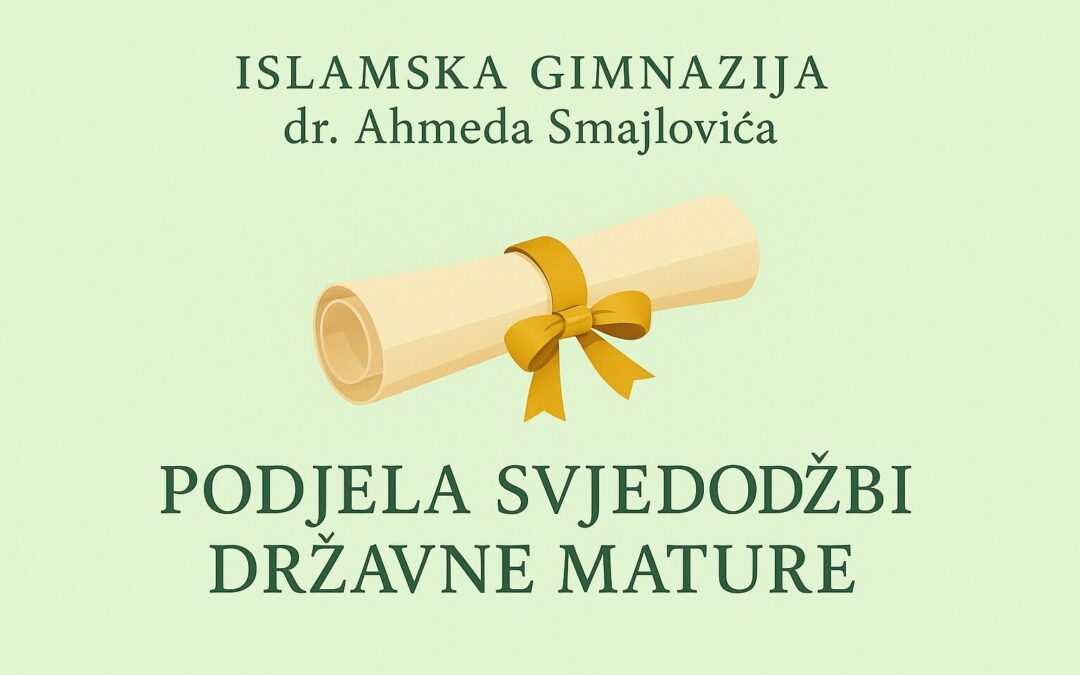 Obavijest o preuzimanju svjedodžbi državne mature.
